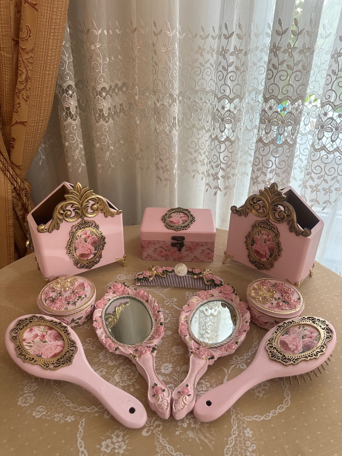 ست میز آرایشی طرح pink rose